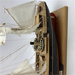 Scale model of the Danish three-masted Training Ship 'Danmark', fully rigged on integral stand L105cm H64cm