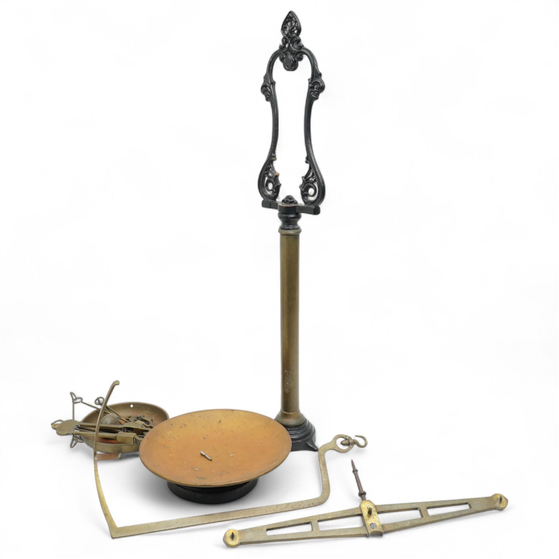  Large set of Shop  brass Balance Scales by Avery dated 1890 H85cm 