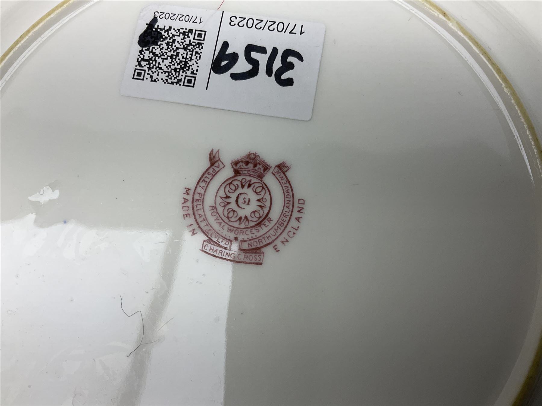 Collection of Regimental dinner wares, Comprising Royal Sussex; two dinner plates, two side plates and a soup bowl, Royal Leicestershire; two dinner plates, East Yorkshire Regiment side plate and Gordon Highlanders side plate, all decorated with the regiment's crests and blue and gilt boarders (9)