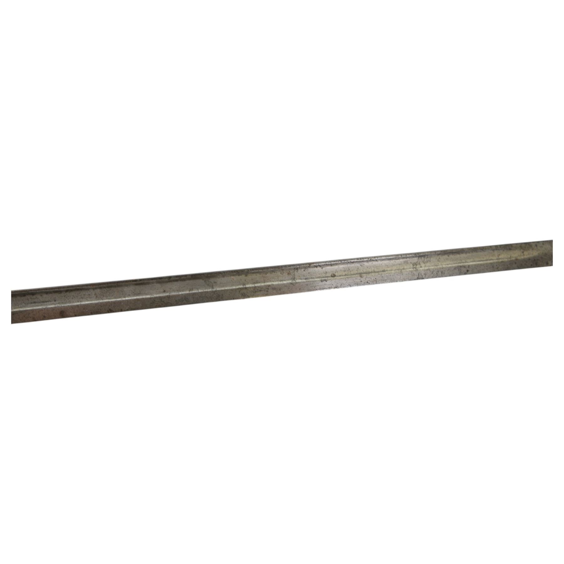 Spanish cup hilt officers sword, with 84cm single edge blade, with priced cup guard, overall L108cm 