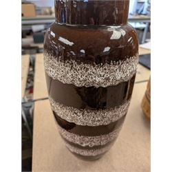 Six West German vases, tallest H46cm