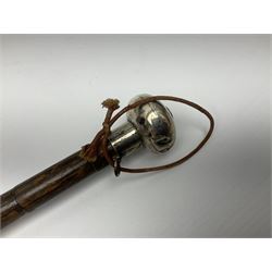 Edwardian novelty parasol by Briggs of London, the bamboo shaft with brown fabric canopy, and silver mounted terminal concealing a silver mounted pencil, hallmarked Charles Henry Dumenil, London 1904, also marked Briggs, H93cm