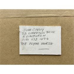 June Carey RSW RGI (Scottish 1942-): 'The Flying Horse', watercolour, signed and titled on label verso 51cm x 53cm