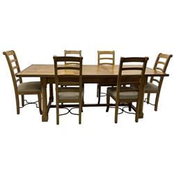 Barker & Stonehouse - rectangular flagstone dining table and a set of six ladder back dining chairs 
