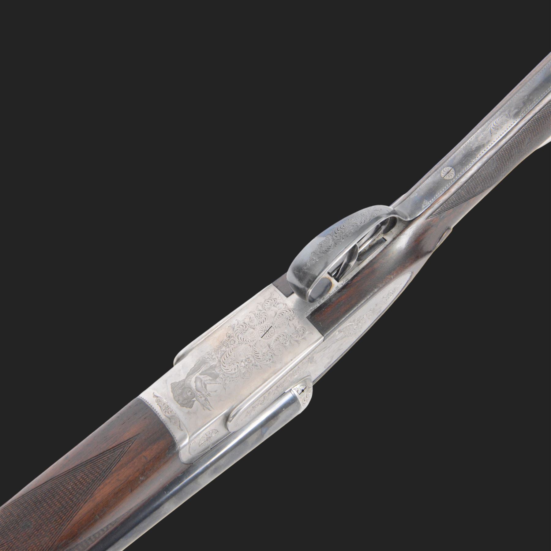 Giovanelli-engraved 12 bore double trigger side plate boxlock ejector, side by side double barrel shotgun with 69cm (27