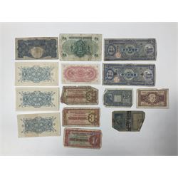 Banknotes including King George VI board of commissioners of currency Malaya one dollar 1st July 1941 'P/59 030908', Queen Elizabeth II Government of Hongkong one dollar 1st July 1952 'F/6 202153' etc