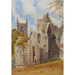 W Ainsley (British early 20th century): 'St Mary's Abbey York', watercolour signed titled and dated August 1909, 35cm x 24cm; together with two reproduction Saxton maps of Yorkshire and Lincolnshire, max 55cm x 74cm (3)