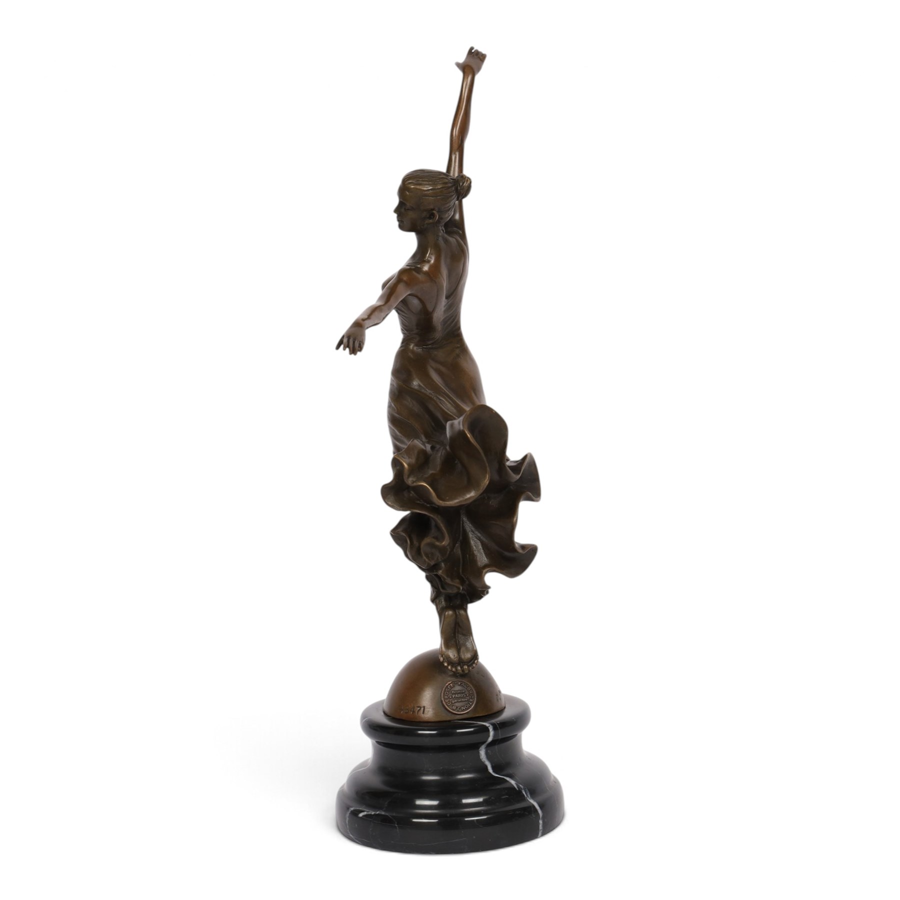 After Yvette - bronze figure modelled as a dancing ballerina, H34cm