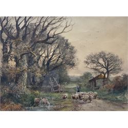Henry Charles Fox RBA (British 1855-1929): A Shepherd's Guidance, watercolour unsigned, attributed on mount 27cm x 37cm 