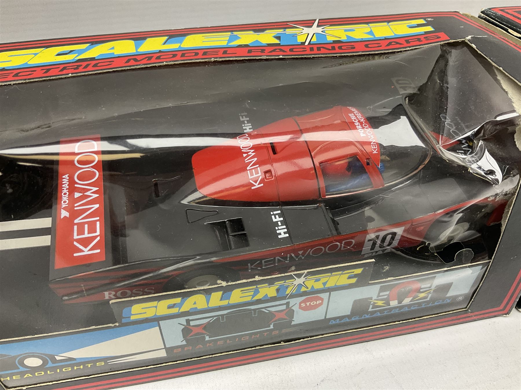 Scalextric by Hornby - seven cars comprising C486 Porsche 962 Kenwood, C467 Tyrrell 018, C601 Mercedes Sonax, C699 Mercedes Promarket #5, C468 Sauber Mercedes, C2104 Mini Yellow No.56 and C2002 Audi A4; all boxed (7)