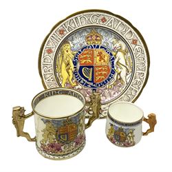 Paragon Edward VIII Coronation commemorative ware to include twin handled loving cup, H10.5cm, cup and plate, all with printed marks beneath (3)