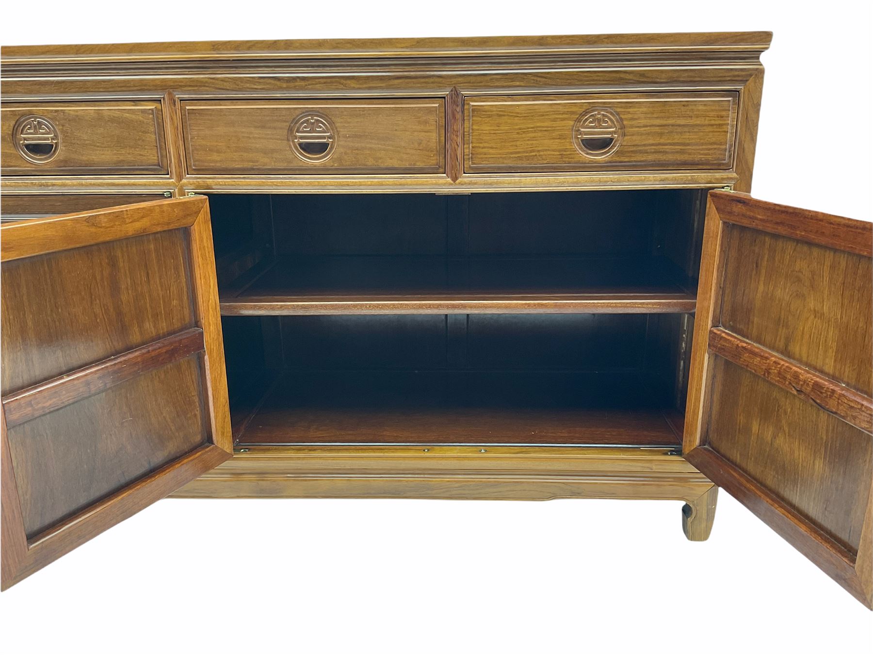 Chinese rosewood sideboard, fitted with four drawers and four cupboards