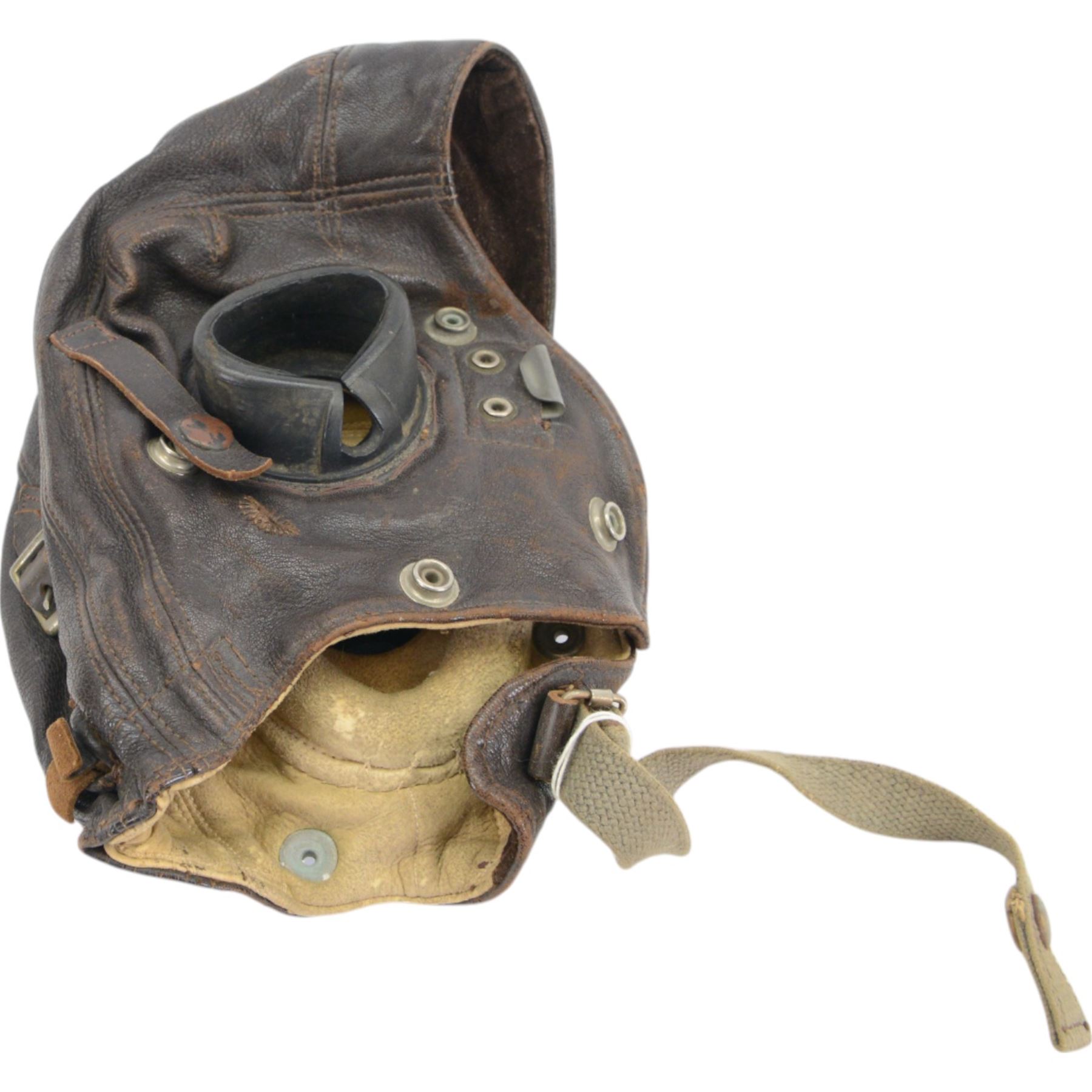 WWII leather air force flying helmet, together with one other leather helmet