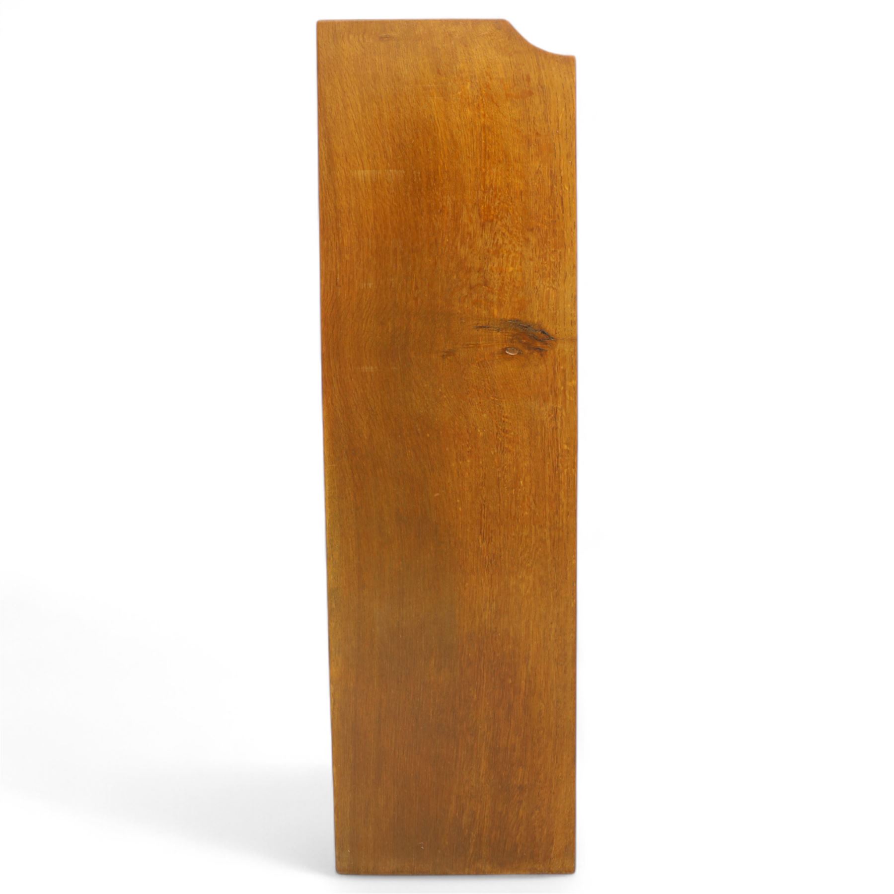 Mouseman - oak open bookcase, galleried top with the signature mouse motif carving, two adjustable shelves, by the workshop of Robert Thompson, Kilburn