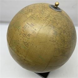 20th century terrestrial globe, raised on stepped square base, H34cm