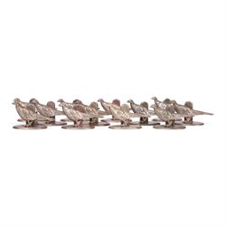 Set of twenty-four pheasant place holders, on oval base, H3cm