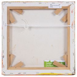 Ann Lamb (British 1955-): Wandering Deer, mixed media on canvas signed 30cm x 30cm (unframed)