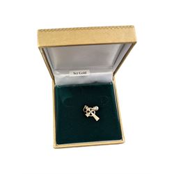 9ct gold Celtic style cross pendant, boxed 