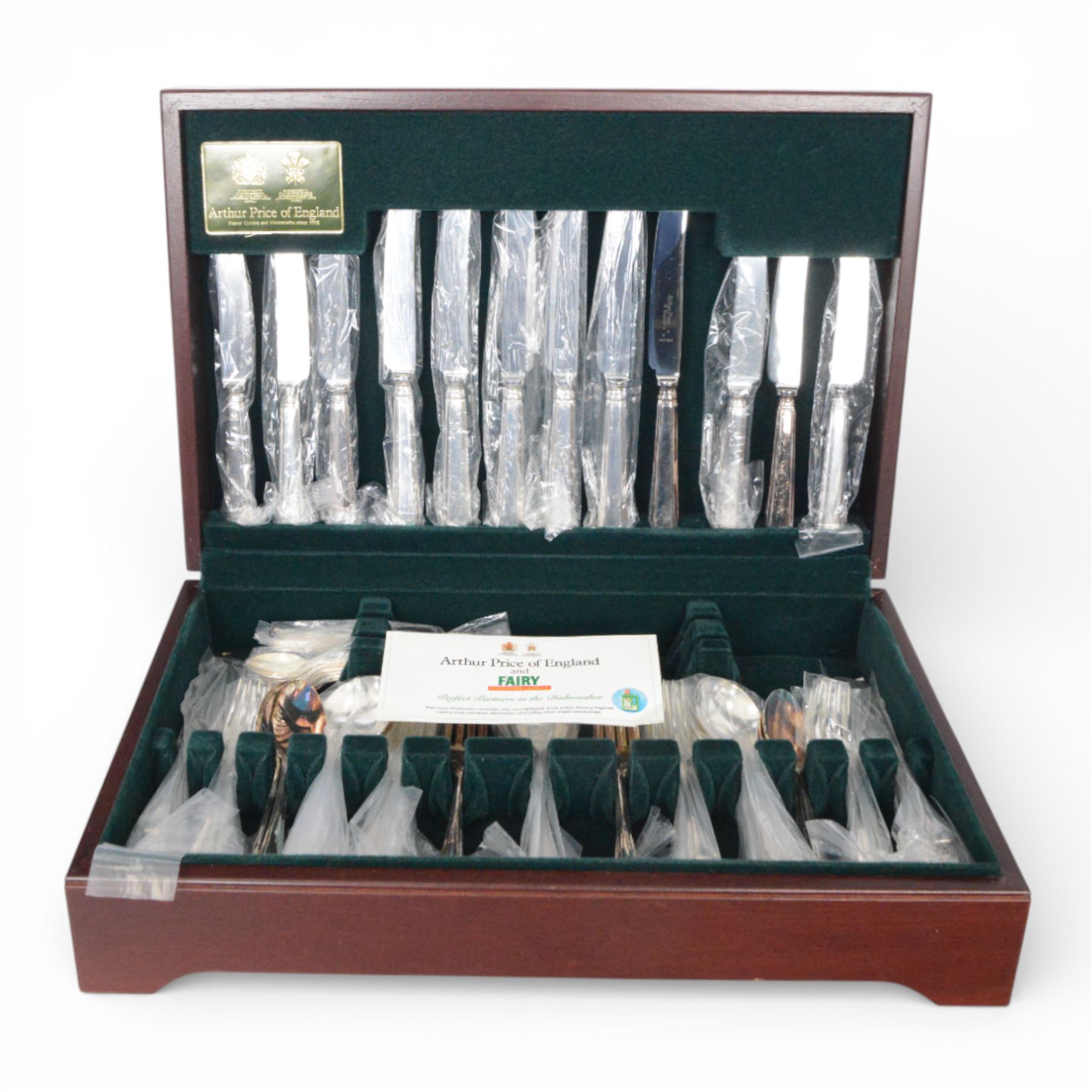 Two canteens of silver plated cutlery by Arthur Price, both contained within wooden canteen boxes, including a Queen's Golden Jubilee set
