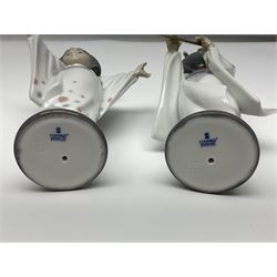 Six Lladro figures of the China doll set and Oriental doll set, comprising Playing the Flute no.6150, Bearing Flowers no.6151, Flower Gazer no. 6152, Oriental Dance no. 6230, Oriental Lantern no. 6231 and Oriental Beauty no. 6232, largest H20cm