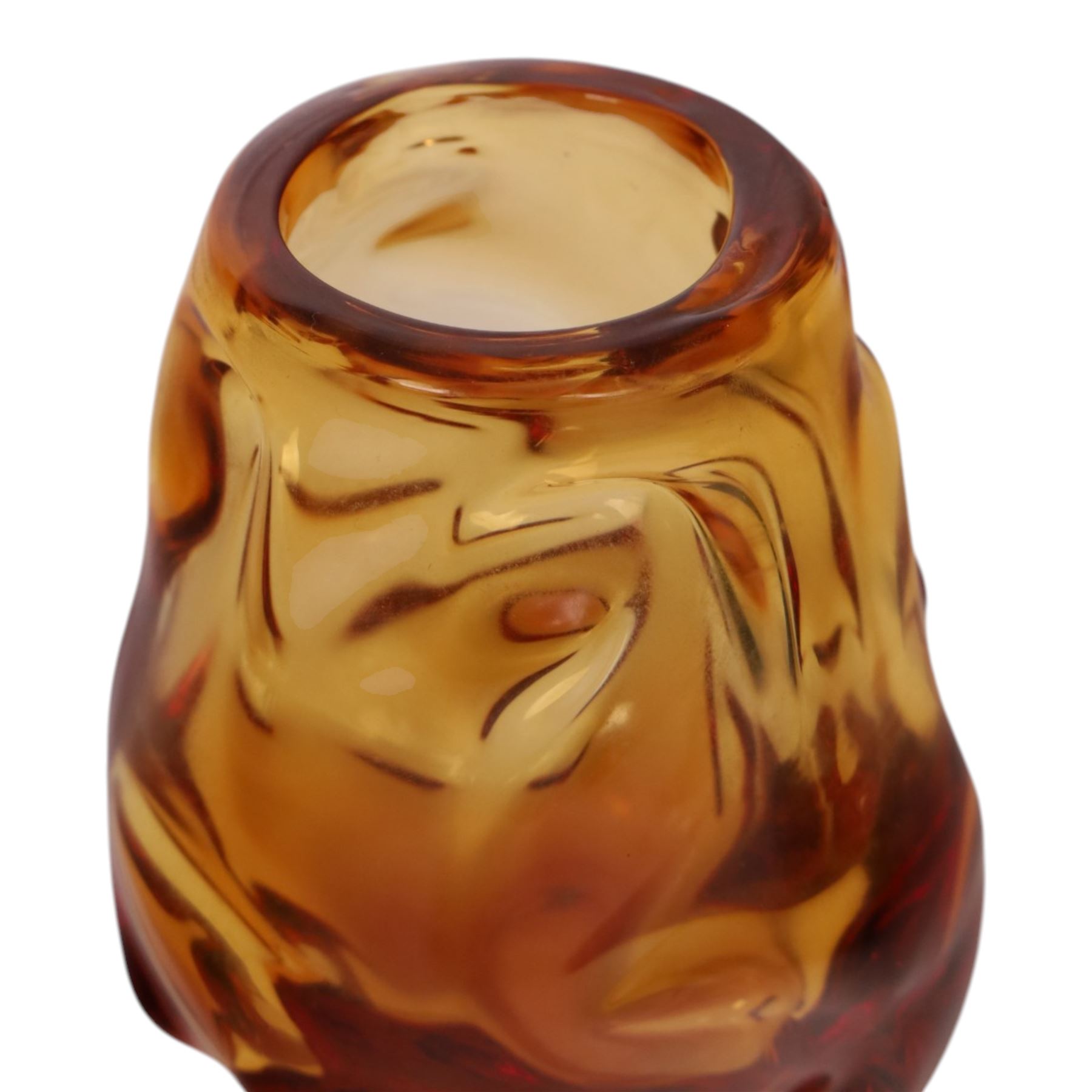Whitefriars amber Knobbly glass vase, H15cm