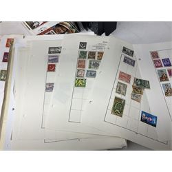 Stamps including Queen Victoria Queensland, modern Australia, King Edward VII Ceylon and Mauritius, South Africa, Gambia, Falkland Islands, Gold Coast, Ireland etc, housed in seven albums/folders and on loose album pages, in one box