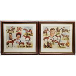 Peter Deighan (Irish 1941-): Lester Piggot, set four limited edition prints signed and numbered 50/850 in pencil pub. Curragh Fine Art 1985, 44cm x 53cm