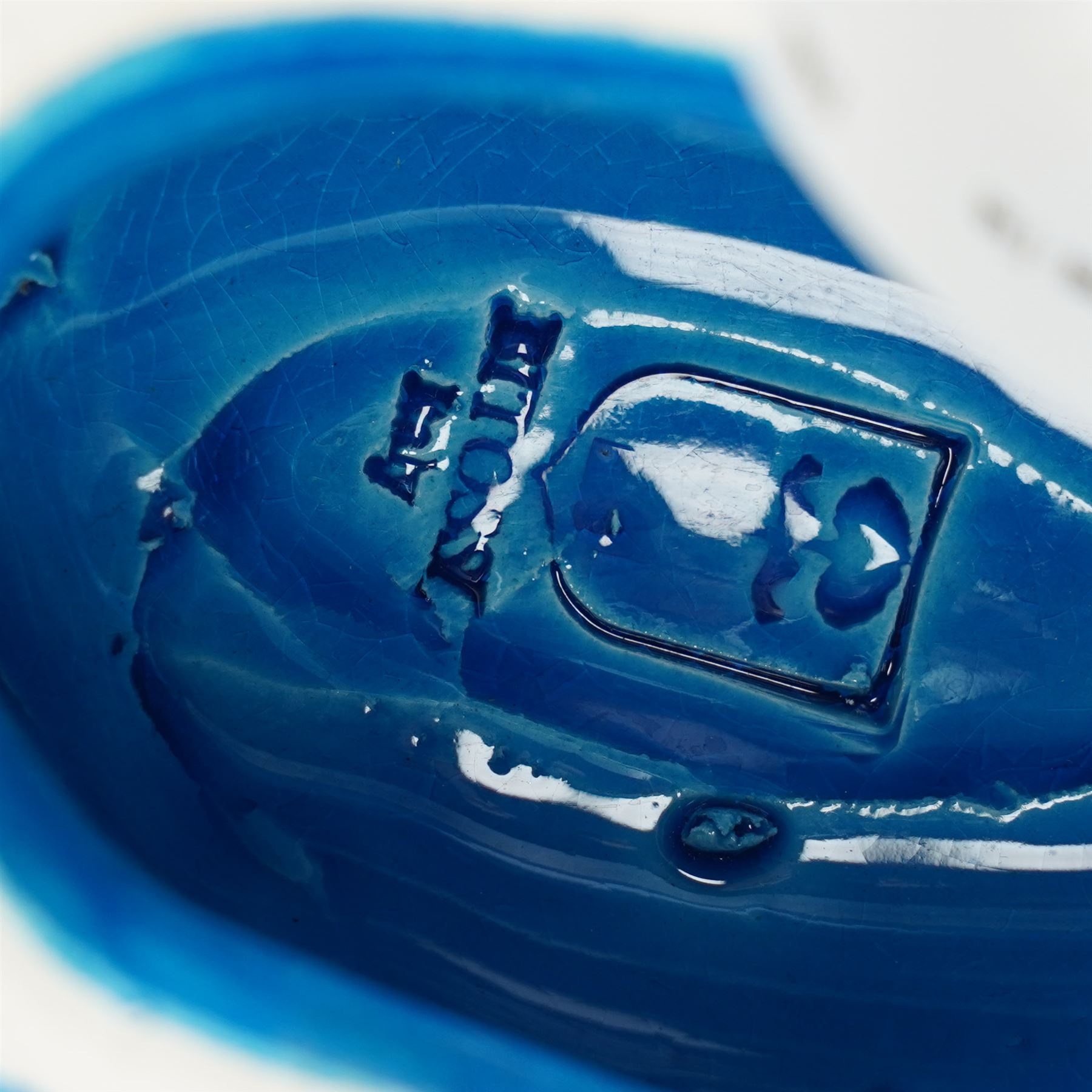 Mid-century Aldo Londi for Bitossi blue pottery fish, stamped Bitossi to the interior, W18cm 