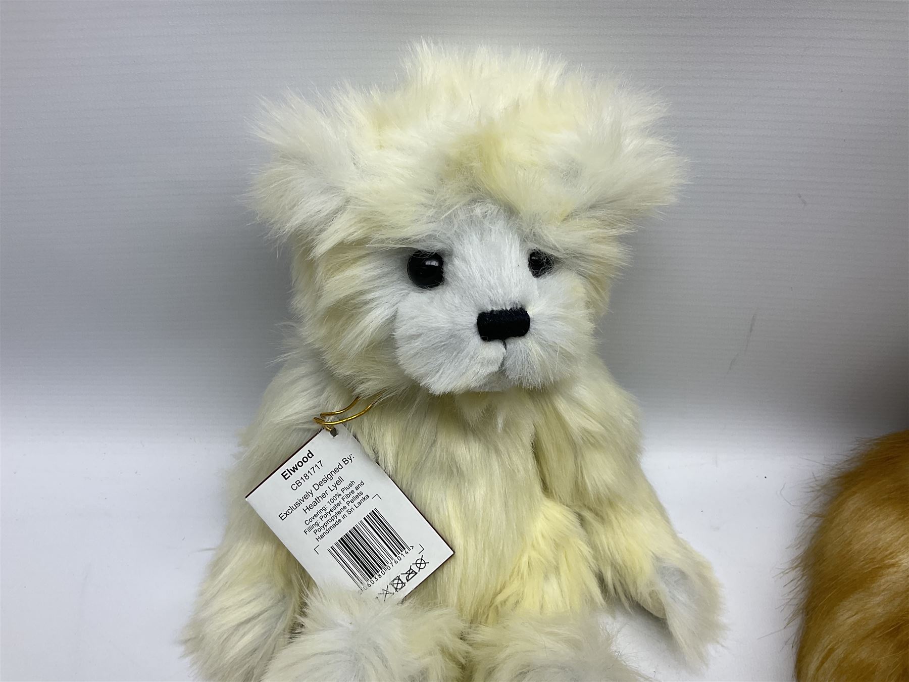 Five Charlie Bears, comprising Chucky Egg CB159030S, and Elwood CB181717, both designed by Heather Lyell, Hodgepodge CB181871A, and Elizabeth CB171752A, both designed by Isabelle Lee, all with tags, and an example CB159011S lacking tag