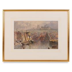 Mary Weatherill (British 1834-1913): Dock End Whitby, watercolour unsigned 20cm x 31cm