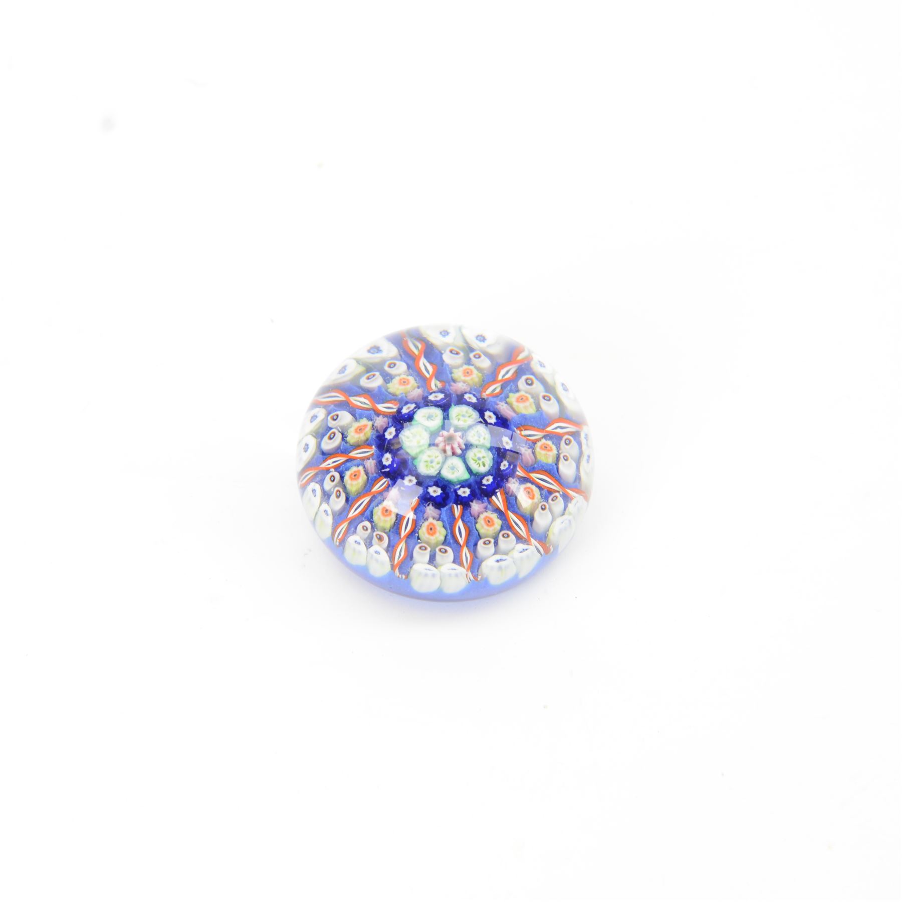 Six millefiori paperweights, two of eight pointed star form, four of domed form