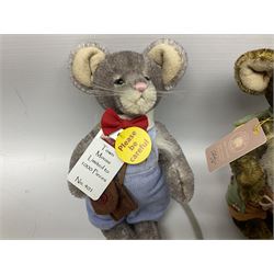 Two limited Charlie Bears mice, comprising Town Mouse, 401/1000, and Country Mouse 29/1000, from the Minimo Collection, both designed by Isabelle Lee, each with tags 