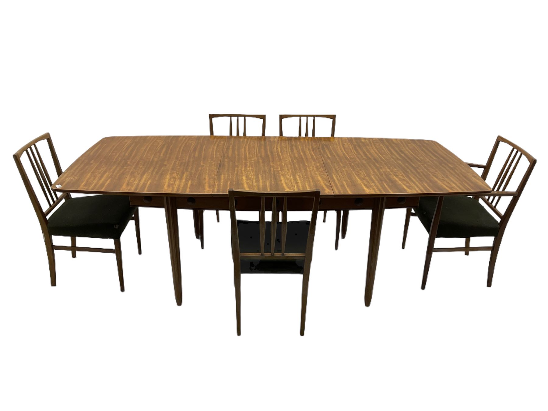 Frank Whitton for Gordon Russell mid-20th century oval extending dining table with leaf, and five chairs