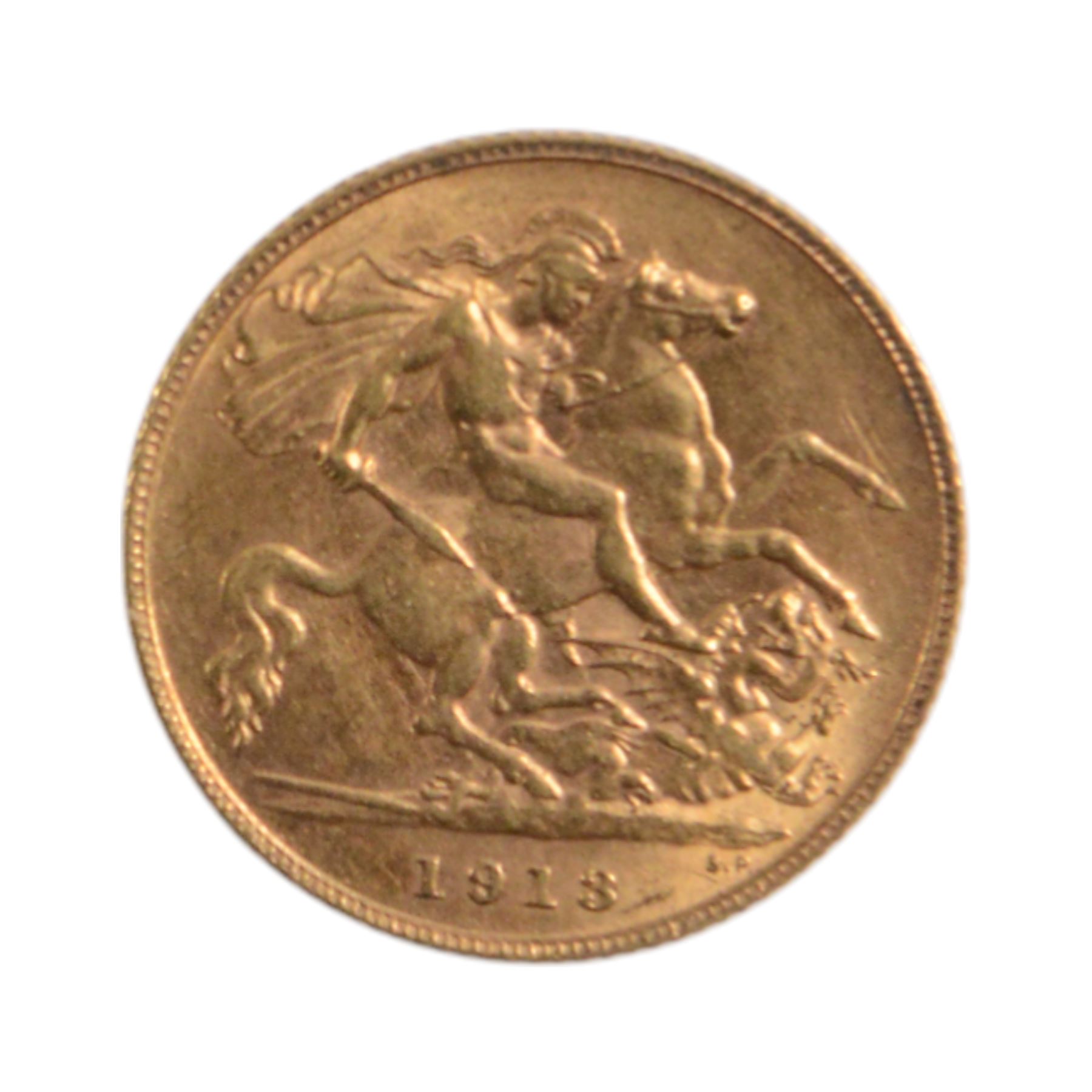 King George V 1913 gold half sovereign coin