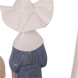 Six Lladron figures including Pensive Clown 5130, White Nuns 4611, Girl with Lilies Sitting 4972 etc together with three similar models 
