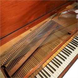 Early 19th century George IV Square Piano by William Rolfe & Co, 112 Cheapside, London, c1821. Mahogany veneered case with rosewood crossbanding and brass stringing, with sustain pedal and reeded legs on a tapered spiral with brass capitals, with three music draws beneath and a folding duet music stand, nameboard with makers name on a round gilt medallion and open silk backed fretwork to the ends, serial No 6699, double strung, English double action with 68 ivory and ebony keys, F1-C7. original strings, hammers and dampers, soundboard and bridge in good condition, with original makers written instructions on regulating the action and tuning the piano attached to the inside of the instrument. In good condition, however the action is in need of regulation and tuning.
William Rolfe is thought to have been in business between 1785 and 1828. 
Given the intricate nature of these historic instruments, specialist support will be available if required, to assist successful buyers with safe removal and onward handling. Price upon application.


This item has been registered for sale under section 10 of the APHA Ivory Act Reference PB6GL6SZ