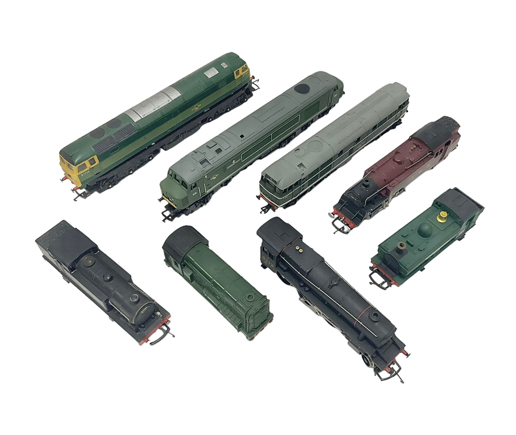 Various Makers ‘00’ gauge - eight locomotives to include G&R Wrenn Class N2 0-6-2T no.2385 in LMS black and Standard Tank Class 2-6-4 no.2679 in LMS crimson; Class 5 4-6-0 no.5112 in black livery; Mainline Railways Class 45 D49 ‘The Manchester Regiment’ in BR green; Airfix Class 31 D5531 in BR green; three further models (8)