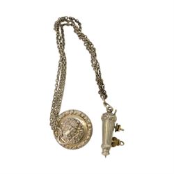 British Officers cross belt fittings, consisting of lion head boss badge with chain leadin...