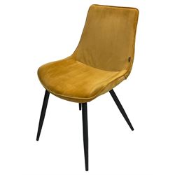 Cherry Tree Furniture - pair of contemporary dining chairs upholstered in mustard velvet fabric 