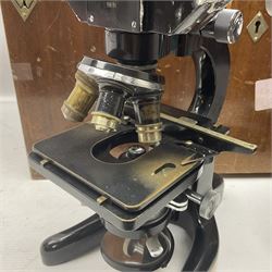 20th century W. Watson & Sons binocular microscope no 98191, in original box, together with W. Watson & Sons Kima microscope no 107846, in original box and Cooke Troughton & Simms binocular microscope no 467926