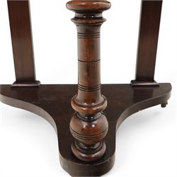 Victorian mahogany marble topped demi lune console table, raised on a turned front support, with shaped undertier, raised on castors