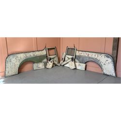 Post war coach built aluminium body panels from a recovery truck, once the property of Norman Ankers garage, 11 Monk Gate, York, complete with aluminium trims not shown. Longest panel L195cm. - COLLECTION BY APPOINTMENT FROM: The White House, Thirsk Road, Easingwold, York, YO61 3NF - CALL 01723 507111 TO ARRANGE