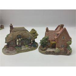 Ten Lilliput Lanes, comprising from Midlands Region Witham Delph, Jun and Disorderly, From South West Region Puffin Row, Moonlight Cove, The Cuddy, and from South West Region, The Rustlings, Saxton Cottage (1988), Marigold Meadow, Calendar Cottage and Little Lupins, all with boxes and deeds 