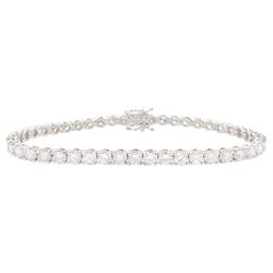 18ct white gold round brilliant cut diamond bracelet, total diamond weight approx 7.10 carat