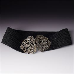 Late 20th century Ladies silver buckle waist belt with pierced decoration London 