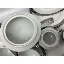 Ralph Lauren Academy pattern tea service for six, comprising tea pot, milk jug, covered sucrier, dessert plates, tea cups and saucers (21)
