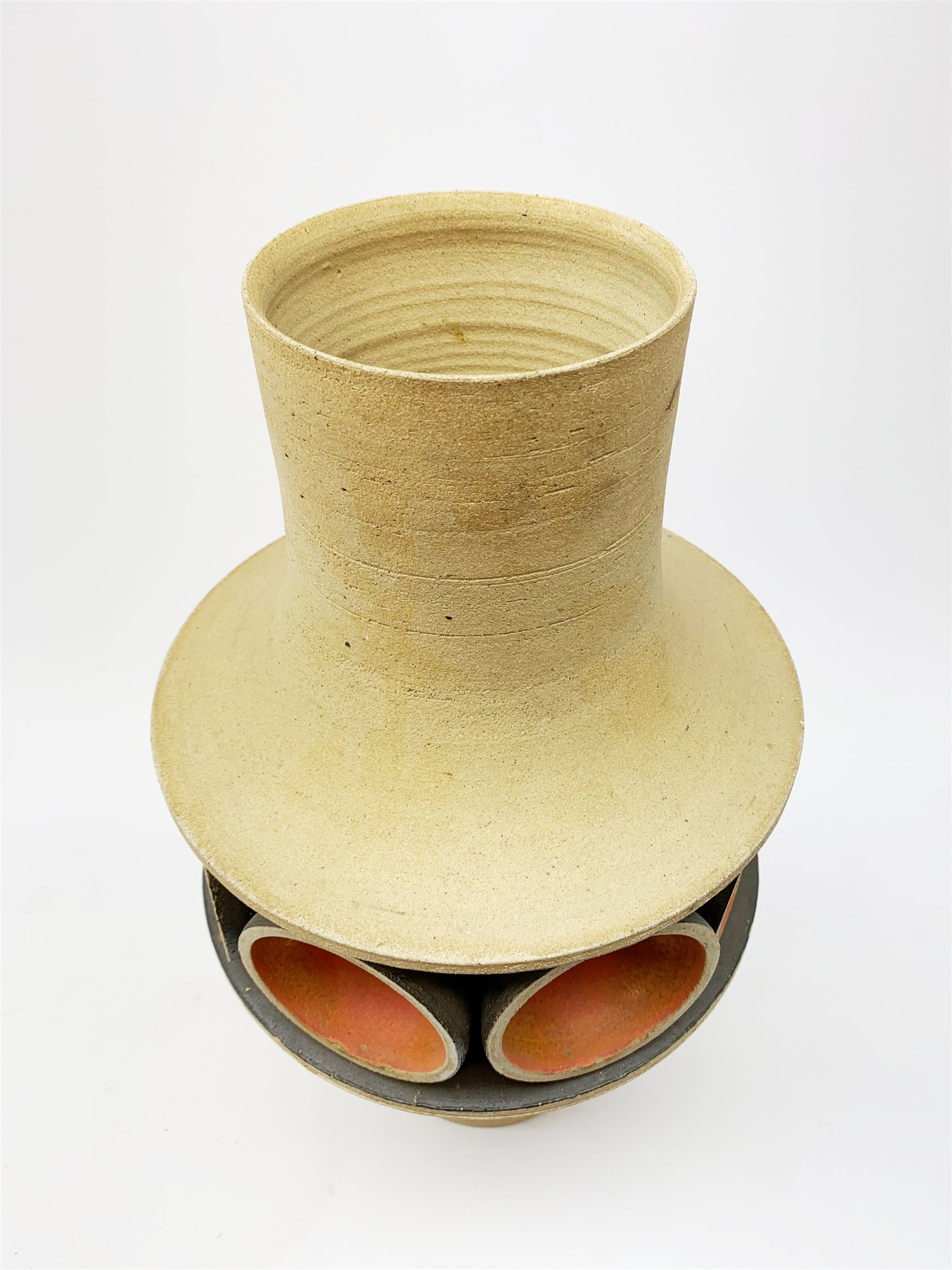 Delan Cookson (British1937): Large stoneware vase  of stylized form, H43cm impressed seal 