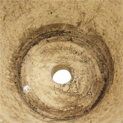 Cotswold Studios - set of two cast stone garden round planters with stylised floral and ropework borders (H 24cm, D 34cm)