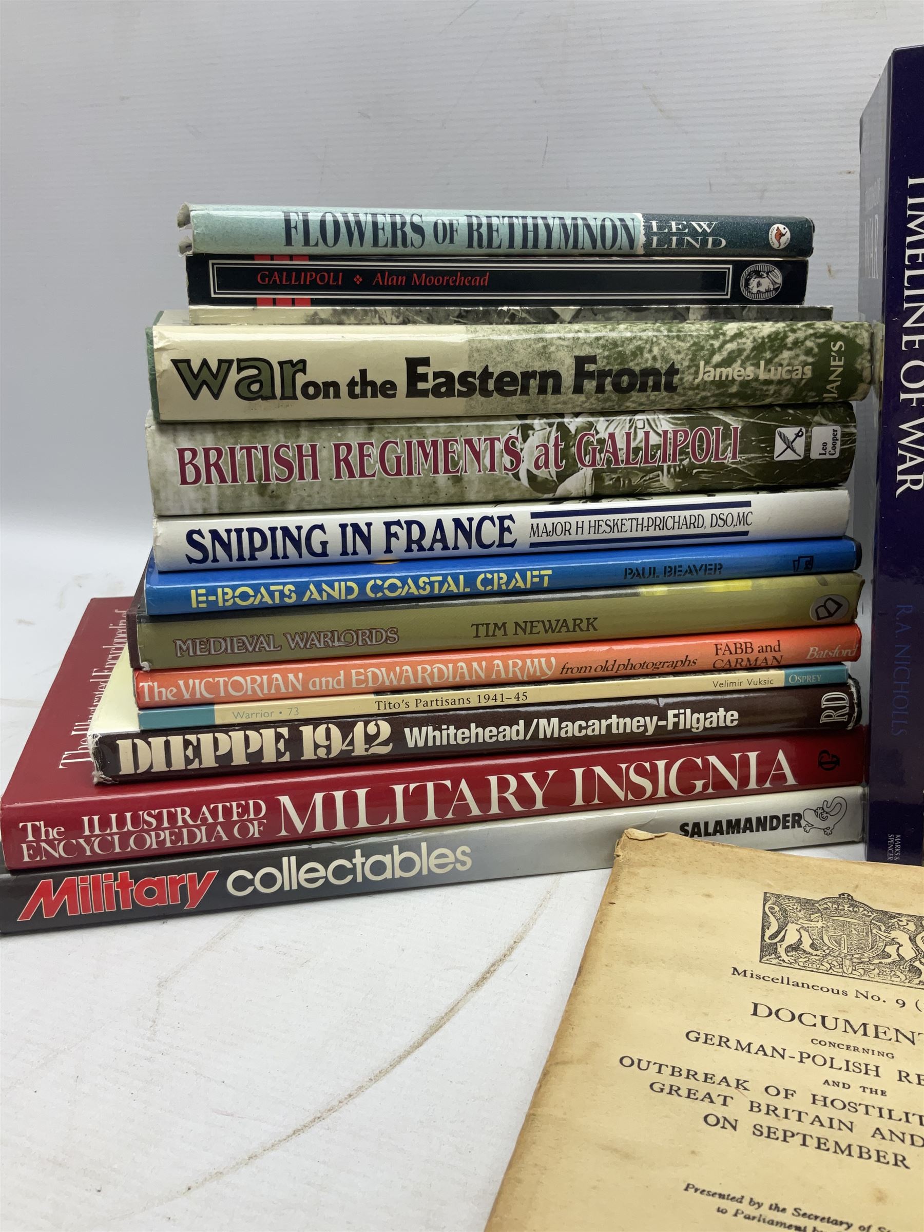 Thirty-five books of military interest including WW2, collector's reference books, fiction etc