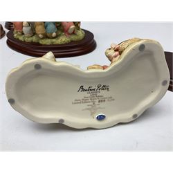 Four Border Fine Arts Beatrix Potter figures, comprising Tableau created to commemorate the Millenium together with a Border Fine Arts Limited Edition no 669814, The Tale of Peter Rabbit Tablet A1306, Four Little Rabbits A2442 and Sailing Home A2443